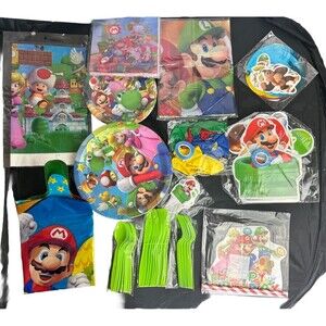 Super Mario Party upplies Decorations Tableware Set Banners  Green Etc